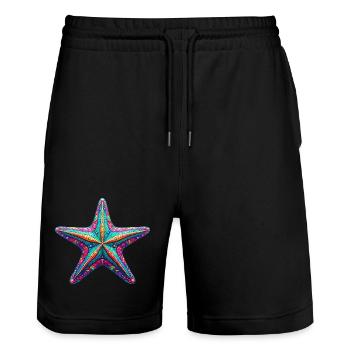 Étoile de mer - Short de jogging bio TRAINER Stanley/Stella unisexe - noir - Devant - Nik (191cm) & Marisol (170cm)