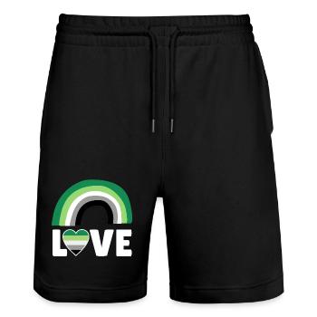 Aromantik, Aromatisch, Bogen - Stanley/Stella Unisex Bio Joggingshorts Trainer  - Schwarz - Vorne - Nik (191cm) & Marisol (170cm)
