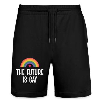 LGBT Pride Month - The Future is Gay - Stanley/Stella Trainer Unisex Organic Jogging Shorts - black - Front - Nik (191cm) & Marisol (170cm)