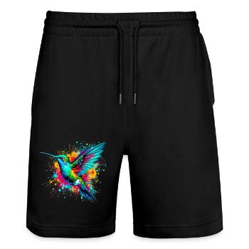 Colibri - Short de jogging bio TRAINER Stanley/Stella unisexe - noir - Devant - Nik (191cm) & Marisol (170cm)