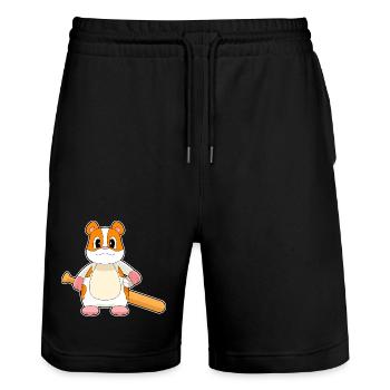 Hamster Baseball Baseball Bat - Stanley/Stella Trainer Unisex Organic Jogging Shorts - black - Front - Nik (191cm) & Marisol (170cm)