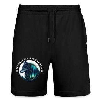 Die Magie der Wolfsnatur - Stanley/Stella Unisex Bio Joggingshorts Trainer  - Schwarz - Vorne - Nik (191cm) & Marisol (170cm)