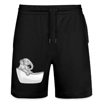 Elephant Bathing Bathtub - Stanley/Stella Trainer Unisex Organic Jogging Shorts - black - Front - Nik (191cm) & Marisol (170cm)