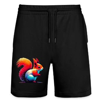 Squirrel - Stanley/Stella Trainer Unisex Organic Jogging Shorts - black - Front - Nik (191cm) & Marisol (170cm)
