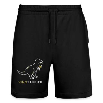 Vinosaurier mit Weinglas - Stanley/Stella Unisex Bio Joggingshorts Trainer  - Schwarz - Vorne - Nik (191cm) & Marisol (170cm)