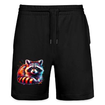 Waschbär - Stanley/Stella Unisex Bio Joggingshorts Trainer  - Schwarz - Vorne - Nik (191cm) & Marisol (170cm)