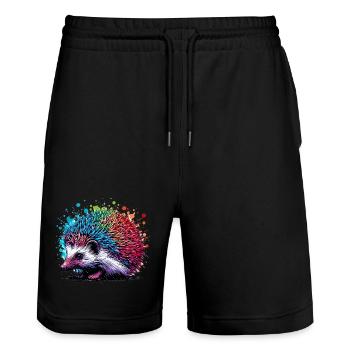 Hedgehog - Stanley/Stella Trainer Unisex Organic Jogging Shorts - black - Front - Nik (191cm) & Marisol (170cm)