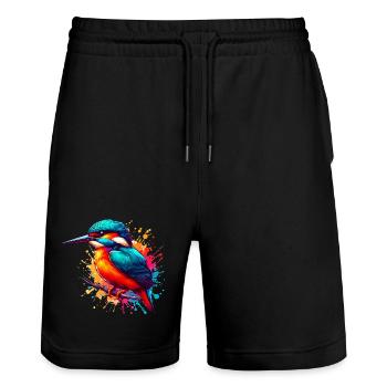 Eisvogel - Stanley/Stella Unisex Bio Joggingshorts Trainer  - Schwarz - Vorne - Nik (191cm) & Marisol (170cm)