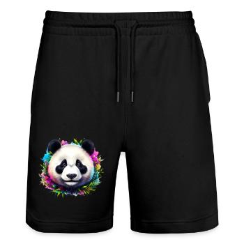 Panda - Short de jogging bio TRAINER Stanley/Stella unisexe - noir - Devant - Nik (191cm) & Marisol (170cm)