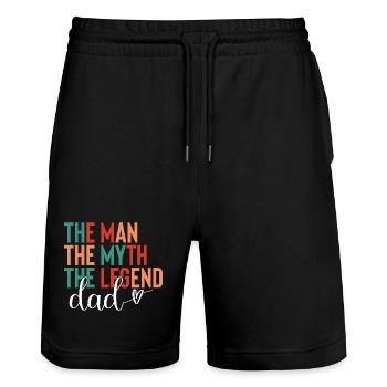 Papa - Der Mann, der Mythos, die Legende - Stanley/Stella Unisex Bio Joggingshorts Trainer  - Schwarz - Vorne - Nik (191cm) & Marisol (170cm)