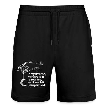 MERCURE RÉTROGRADE BLANC - Short de jogging bio TRAINER Stanley/Stella unisexe - noir - Devant - Nik (191cm) & Marisol (170cm)