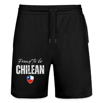 Proud Chilean, I love Chile - Stanley/Stella Trainer Unisex Organic Jogging Shorts - black - Front - Nik (191cm) & Marisol (170cm)