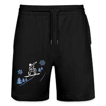 Snowboarders in the magic of winter - Stanley/Stella Trainer Unisex Organic Jogging Shorts - black - Front - Nik (191cm) & Marisol (170cm)