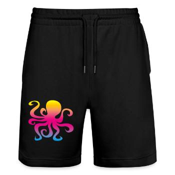 Octopus Squid Colorful Rainbow Kids - Stanley/Stella Trainer Unisex Organic Jogging Shorts - black - Front - Nik (191cm) & Marisol (170cm)