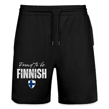 Finnish pride, I love Finland - Stanley/Stella Trainer Unisex Organic Jogging Shorts - black - Front - Nik (191cm) & Marisol (170cm)
