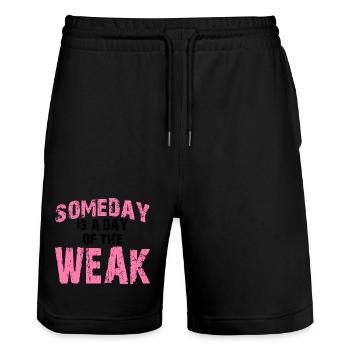 Someday is a day of the WEAK - Female - Stanley/Stella Unisex Bio Joggingshorts Trainer  - Schwarz - Vorne - Nik (191cm) & Marisol (170cm)