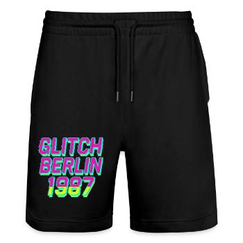 Glitch, Berlin 1987 - Stanley/Stella Trainer Unisex Organic Jogging Shorts - black - Front - Nik (191cm) & Marisol (170cm)