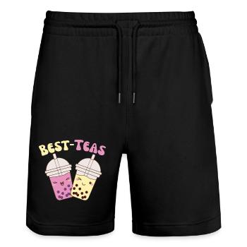 Meilleur thé à bulles kawaii mignon thé boba - Short de jogging bio TRAINER Stanley/Stella unisexe - noir - Devant - Nik (191cm) & Marisol (170cm)