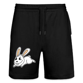Mignon lapin illustration lapin blanc - Short de jogging bio TRAINER Stanley/Stella unisexe - noir - Devant - Nik (191cm) & Marisol (170cm)