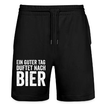 Opportunity for beer lovers - Stanley/Stella Trainer Unisex Organic Jogging Shorts - black - Front - Nik (191cm) & Marisol (170cm)