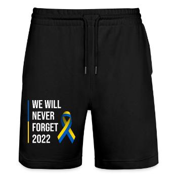 Ukraine Krieg Frieden Schleife - Stanley/Stella Unisex Bio Joggingshorts Trainer  - Schwarz - Vorne - Nik (191cm) & Marisol (170cm)