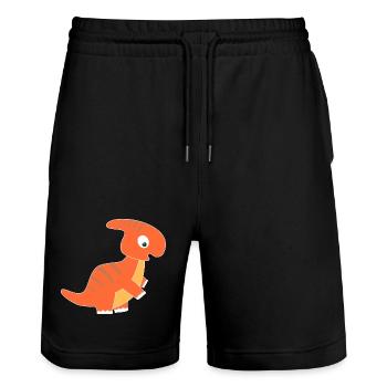 Niedlicher Dinosaurier im Cartoon Stil - Stanley/Stella Unisex Bio Joggingshorts Trainer  - Schwarz - Vorne - Nik (191cm) & Marisol (170cm)