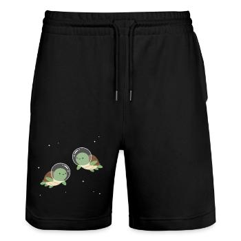 Niedliche Weltraum-Turtles - Stanley/Stella Unisex Bio Joggingshorts Trainer  - Schwarz - Vorne - Nik (191cm) & Marisol (170cm)