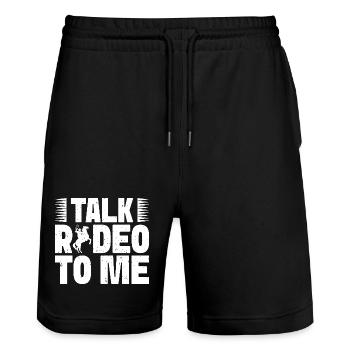 Rodeo Horse Riding Talk Rodeo To Me Cowboy - Stanley/Stella Trainer Unisex Organic Jogging Shorts - black - Front - Nik (191cm) & Marisol (170cm)