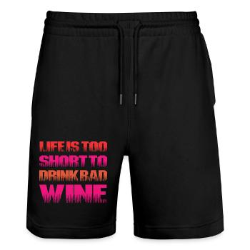 La vie est trop courte pour le mauvais vin - Short de jogging bio TRAINER Stanley/Stella unisexe - noir - Devant - Nik (191cm) & Marisol (170cm)