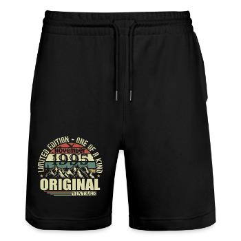 Birthday November 1995 - Stanley/Stella Trainer Unisex Organic Jogging Shorts - black - Front - Nik (191cm) & Marisol (170cm)