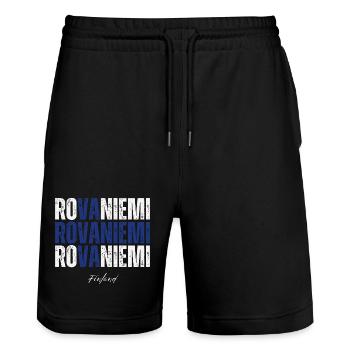 Rovaniemi Finland, I love Rovaniemi - Stanley/Stella Trainer Unisex Organic Jogging Shorts - black - Front - Nik (191cm) & Marisol (170cm)