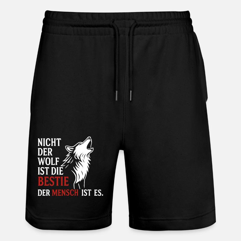 CoolesWolfs Design mit Spruch - Stanley/Stella Unisex Bio Joggingshorts Trainer  - Schwarz