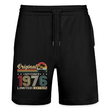 50ème Anniversaire Original Novembre Millésime 1976 - Short de jogging bio TRAINER Stanley/Stella unisexe - noir - Devant - Nik (191cm) & Marisol (170cm)
