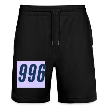 996 work culture - Stanley/Stella Trainer Unisex Organic Jogging Shorts - black - Front - Nik (191cm) & Marisol (170cm)
