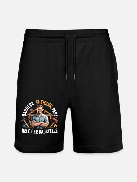 Held der Baustelle – Papa, Ehemann & Bauherr - Stanley/Stella Unisex Bio Joggingshorts Trainer  - Schwarz