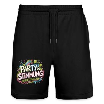 Fête d’anniversaire Mood Kick - Short de jogging bio TRAINER Stanley/Stella unisexe - noir - Devant - Nik (191cm) & Marisol (170cm)