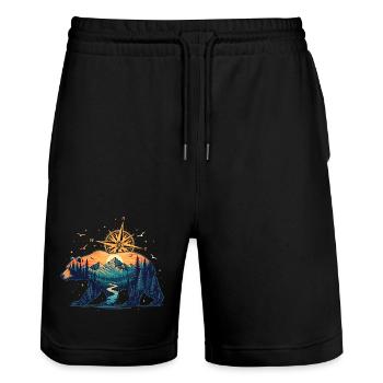 Boussole d’ours Nature Design Nature Explorer - Short de jogging bio TRAINER Stanley/Stella unisexe - noir - Devant - Nik (191cm) & Marisol (170cm)