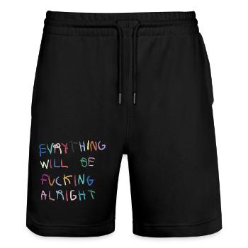 Everything will be alright bunt - Stanley/Stella Trainer Unisex Organic Jogging Shorts - black - Front - Nik (191cm) & Marisol (170cm)