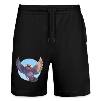 Tauben Taube - Stanley/Stella Unisex Bio Joggingshorts Trainer  - Schwarz - Vorne - Nik (191cm) & Marisol (170cm)