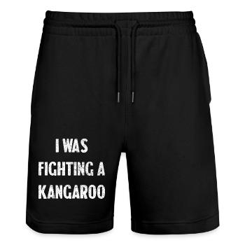 Ich War Im Kampf Gegen Ein Känguru - Stanley/Stella Unisex Bio Joggingshorts Trainer  - Schwarz - Vorne - Nik (191cm) & Marisol (170cm)