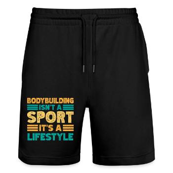 Fitness Motivation Bodybuilder Isn ́t A Sport - Stanley/Stella Trainer Unisex Organic Jogging Shorts - black - Front - Nik (191cm) & Marisol (170cm)