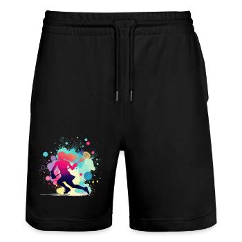 Lacrosse, Lacrosse Player Woman, Lacrosse Graphic - Stanley/Stella Trainer Unisex Organic Jogging Shorts - black - Front - Nik (191cm) & Marisol (170cm)