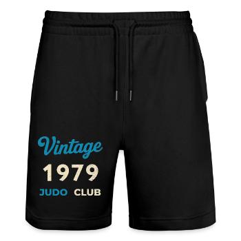 Vintage 1979 Judo Club Retro Birth Year Gift - Stanley/Stella Trainer Unisex Organic Jogging Shorts - black - Front - Nik (191cm) & Marisol (170cm)