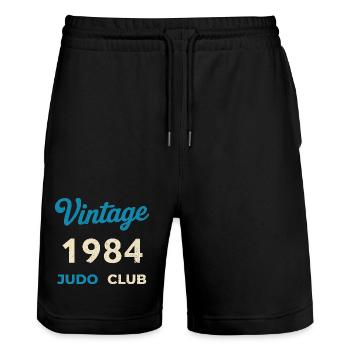 Vintage 1984 Judo Club Retro Birth Year Gift - Stanley/Stella Trainer Unisex Organic Jogging Shorts - black - Front - Nik (191cm) & Marisol (170cm)