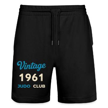 Vintage 1961 Judo Club Retro Birth Year Gift - Stanley/Stella Trainer Unisex Organic Jogging Shorts - black - Front - Nik (191cm) & Marisol (170cm)