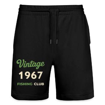 Vintage 1967 – Fishing Club Retro Birth Year - Stanley/Stella Trainer Unisex Organic Jogging Shorts - black - Front - Nik (191cm) & Marisol (170cm)