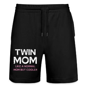 Zwillingsmama – cooler als normale Mama - Stanley/Stella Unisex Bio Joggingshorts Trainer  - Schwarz - Vorne - Nik (191cm) & Marisol (170cm)