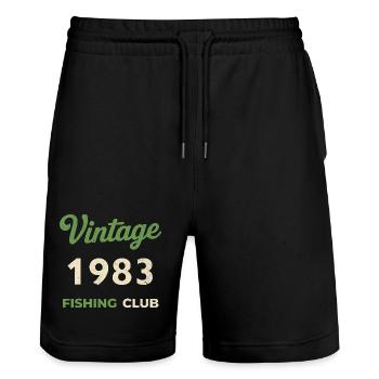 Vintage 1983 – Fishing Club Retro Birth Year - Stanley/Stella Trainer Unisex Organic Jogging Shorts - black - Front - Nik (191cm) & Marisol (170cm)