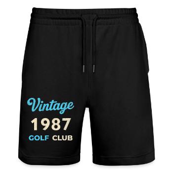 Vintage 1987 Golf Club Retro Geburtsjahr Geschenk - Stanley/Stella Unisex Bio Joggingshorts Trainer  - Schwarz - Vorne - Nik (191cm) & Marisol (170cm)