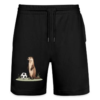 Loutre avec ballon de foot - Short de jogging bio TRAINER Stanley/Stella unisexe - noir - Devant - Nik (191cm) & Marisol (170cm)
